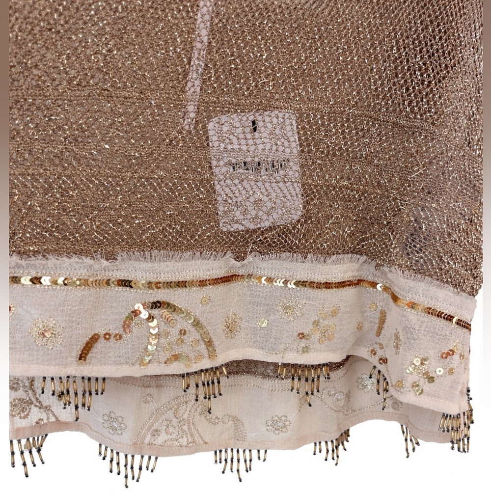 Free People Light The Night Tank Cropped Festival Cami Metallic Gold Medium - Picture 3 of 5